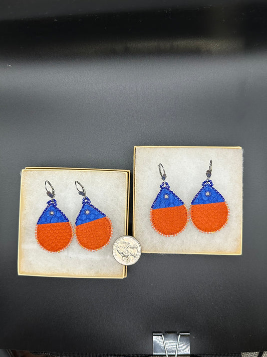 Small buoys made with dyed Salmon skin.