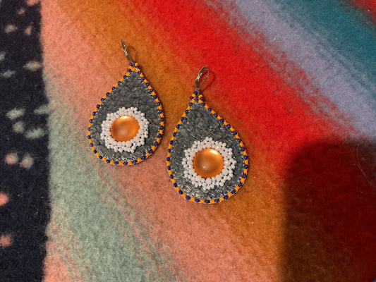 Navy blue fish skin earrings